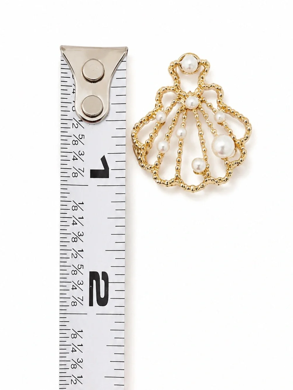 Gold Pearl Shell-Frame Drop Earrings
